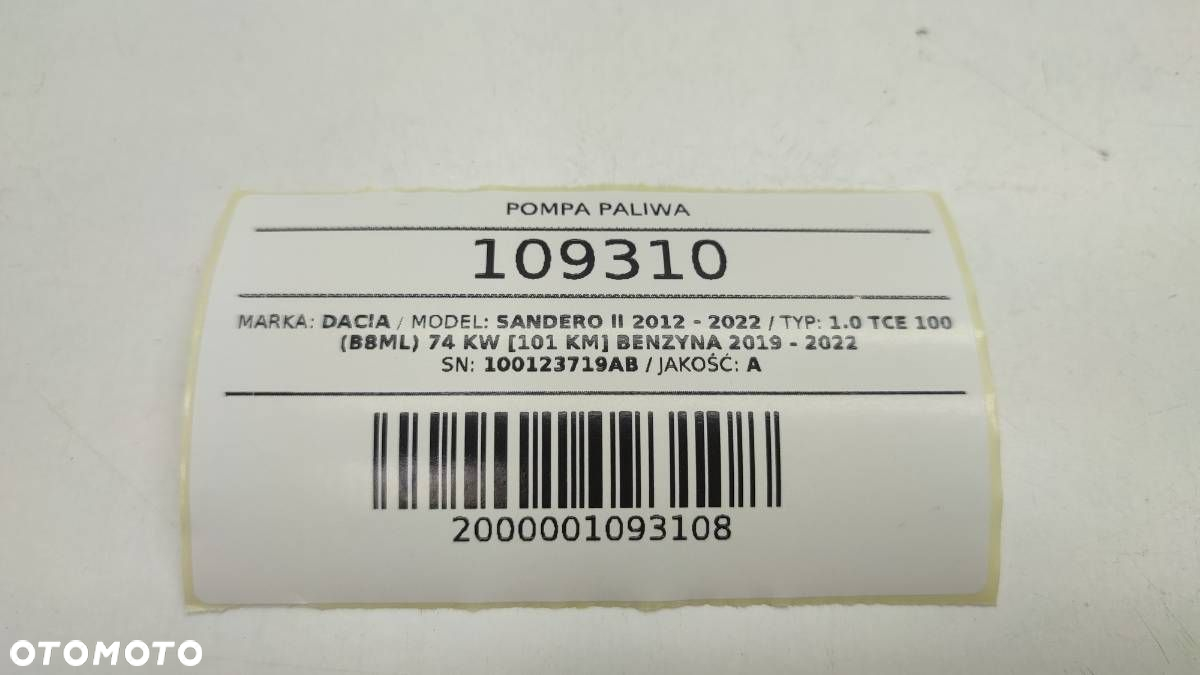 POMPA PALIWA 1.0 TCE DACIA SANDERO II BENZYNA 172026951R - 5
