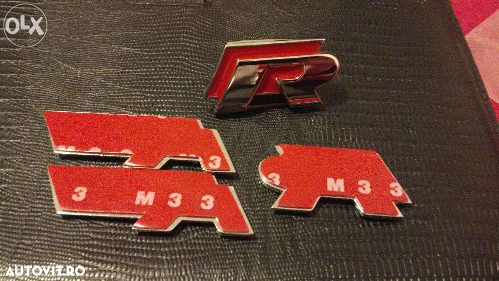 Set Emblema R-line VW Passat/Golf/Tiguan/Polo/Tuareg METAl rosu/crom - 2