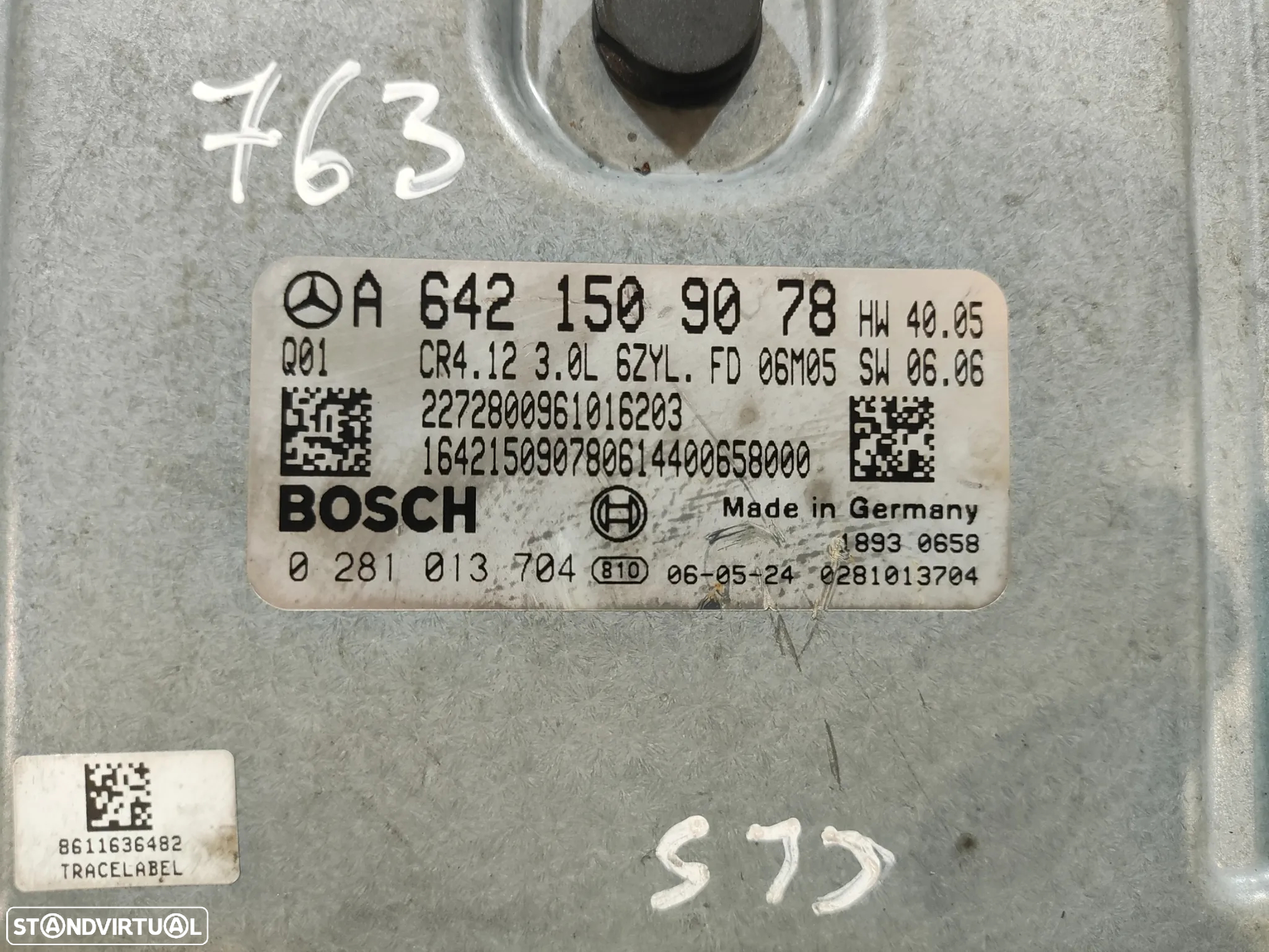 CENTRALINA ECU MOTOR BOSCH MERCEDES BENZ CLASS CLS C219 W219 320 CDI 211CV OM642.920 0281013704 A6421509078 - 6
