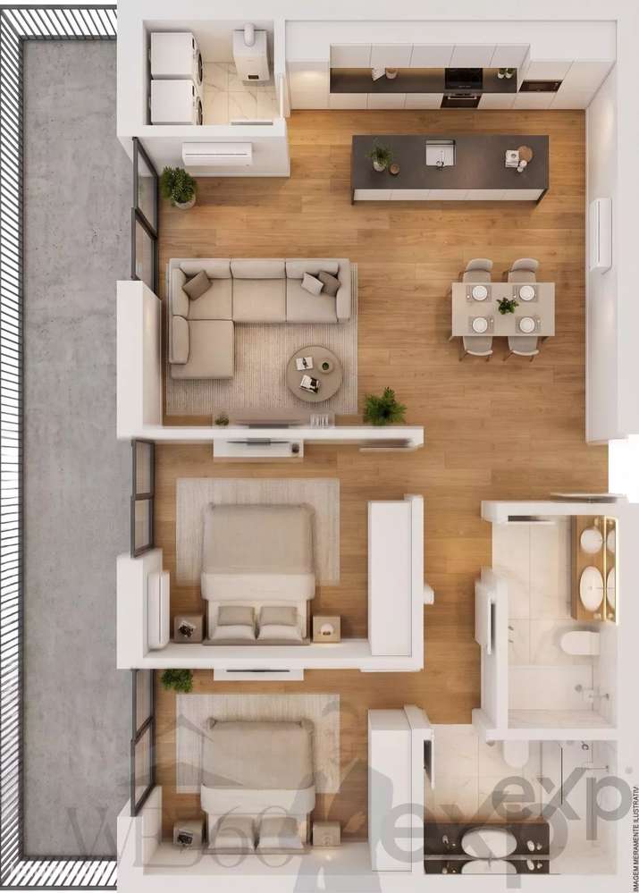 Apartamento T2 no Último Piso com Varanda e Piscina - Grande imagem: 2/10