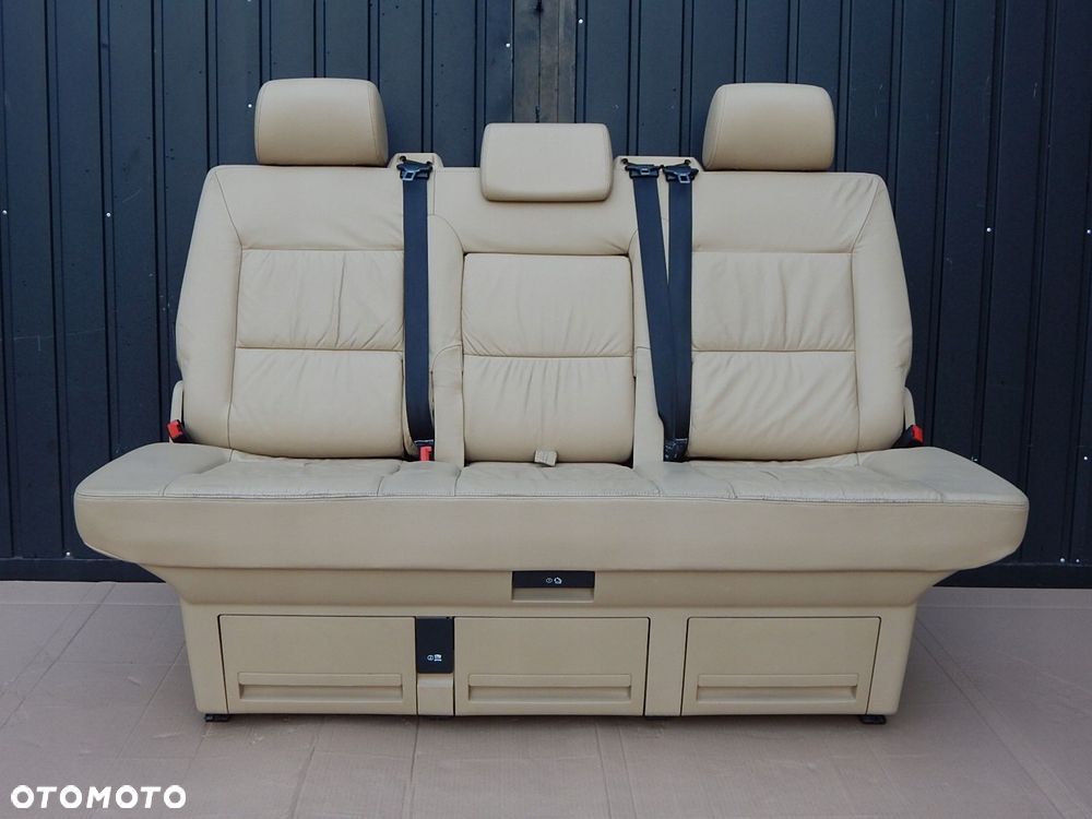 vw t5 t6 multivan fotel kanapa łóżko tył skóra beżowa - 5