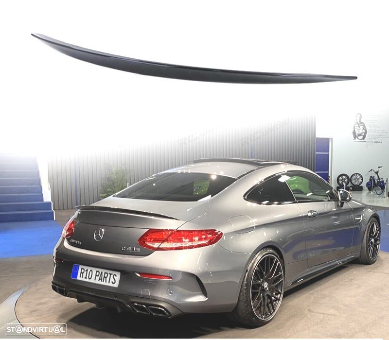 LIP SPOILER TRASEIRO MERCEDES CLASE C COUPE C205 14-17 AMG PRETO BRILHANTE - 1