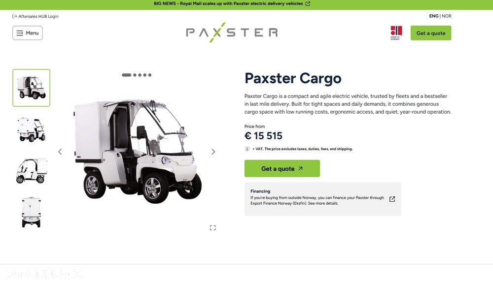 PAXSTER PAXSTER Cargo EDV 1601 / ELEKTRYCZNY / JAK MELEX / MINI DOSTAWCZAK / 1 WŁ / IDEALNY DO FIRM LUB ZAKŁADÓW - 23