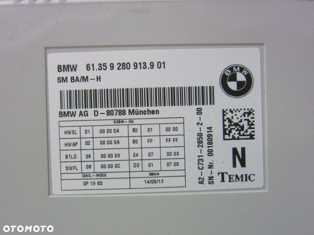 BMW 3 F30 MODUŁ STEROWNIK PAMIĘCI FOTELA KIEROWCY LEWY 61359459673 9280913 - 5