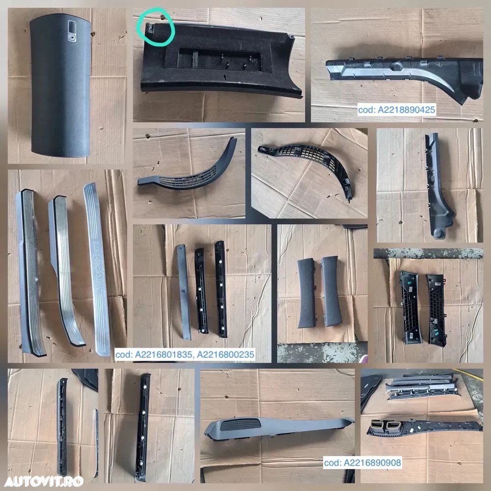 Panou perdeluta luneta grila difuzoare ornamente stalp torpedou ornamente ornament trim trimuri praguri parasolar covorase Mercedes s class w221 - 5