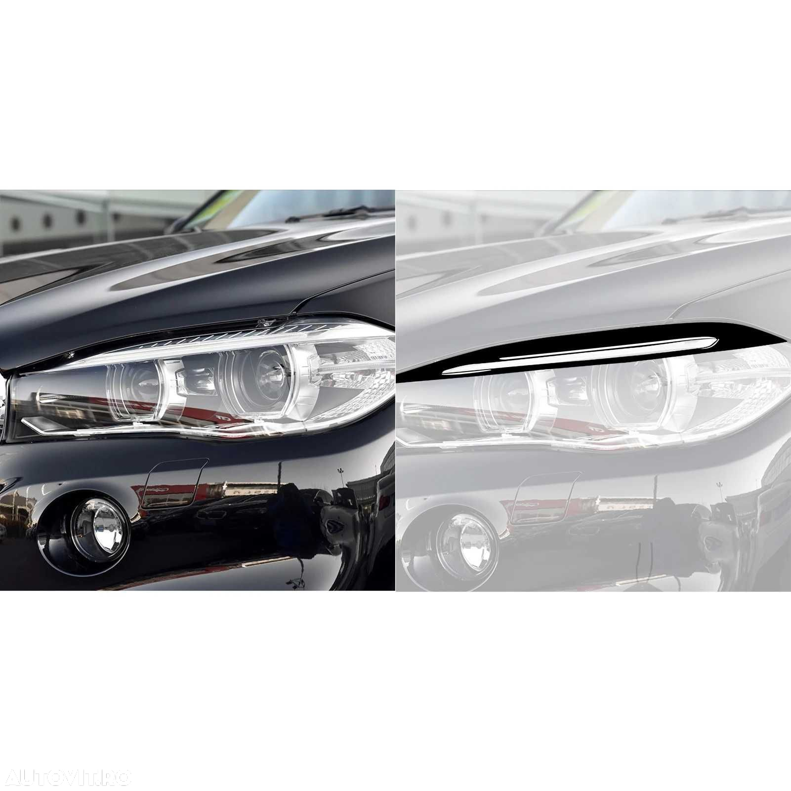 Set 2 Pleoape Faruri Far Adeziv BMW X5 F15 2014 - 2018, Negru Lucios - 3
