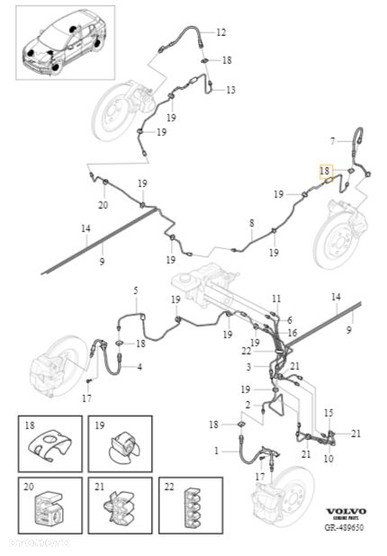 VOLVO EX30 C40 XC40 wspornik uchwyt przewodu hamulcowego OE 30622895 - 2