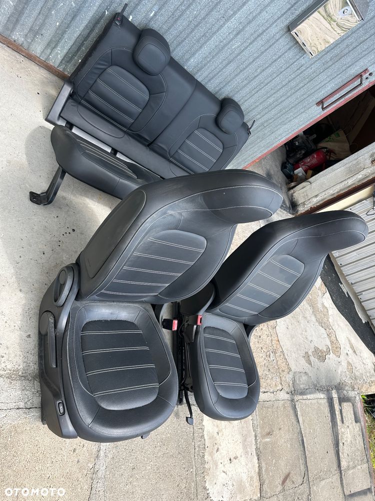 Smart 453 twingo 3  fotel grzany skórzany biała  nić  oparcie iso fix air bag grzany kanapa tył - 1