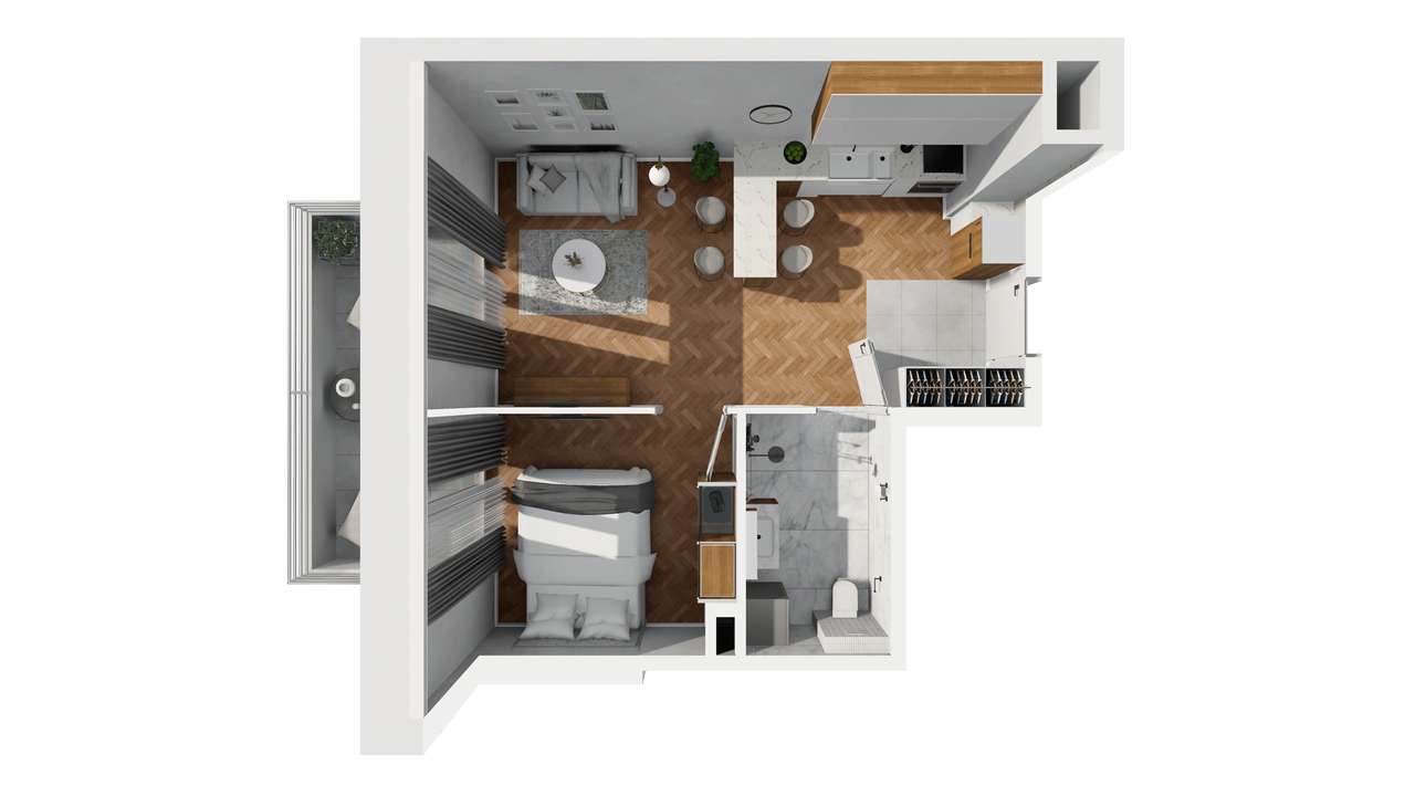 2-pokojowe mieszkanie 36,71 m² | Banacha 12 | Nr 42