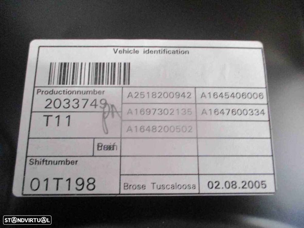 Elevador Sem Motor A2518200942 MERCEDES ML W164 2005 320CDI 4X4 V6 24V 225CV  5P CINZENTO TE - 3