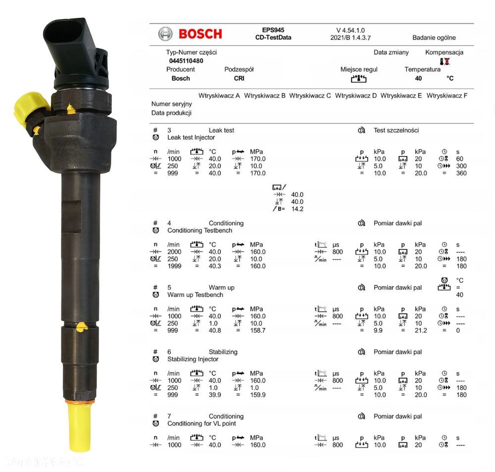 Wtryskiwacz Bosch Regenerowany 0445110480 BMW - 3