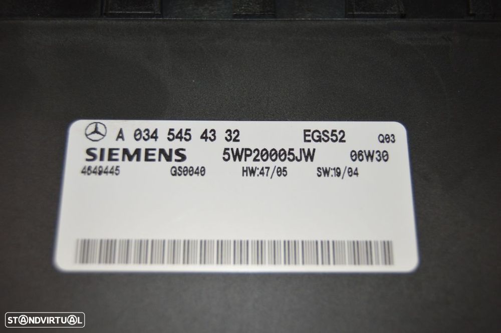 CENTRALINA ECU MODULO CAIXA VELOCIDADES MERCEDES BENZ CLASS C W203 220 CDI 150CV OM646963 646963 A0345454332 0345454332 - 4