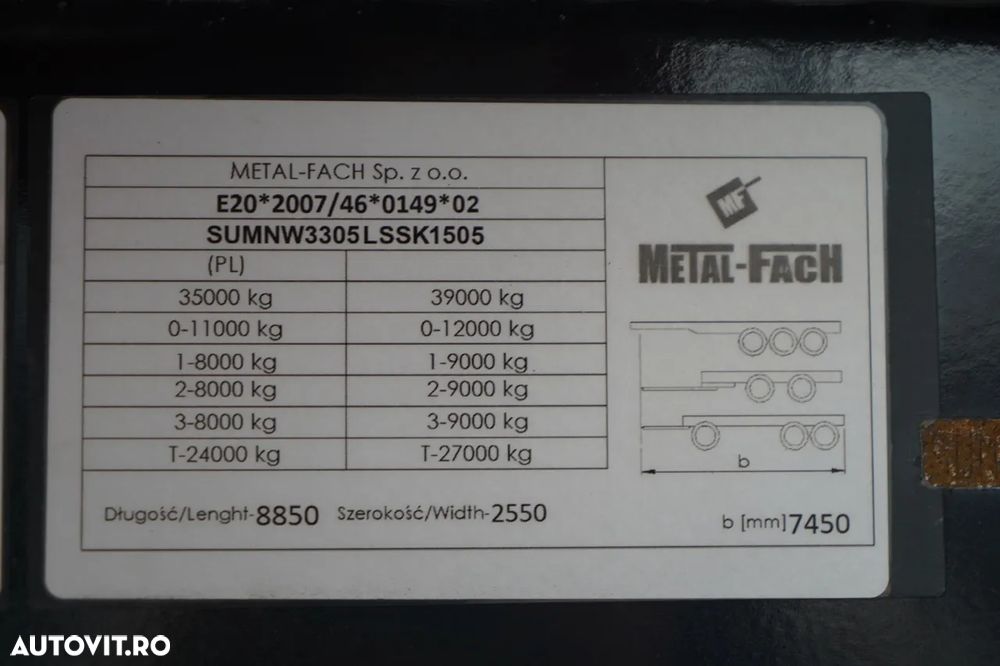 Altul BASCUNĂ 25 m3 / ALUMINIU / AXĂ RIDICATĂ / 5.100 KG / - 21