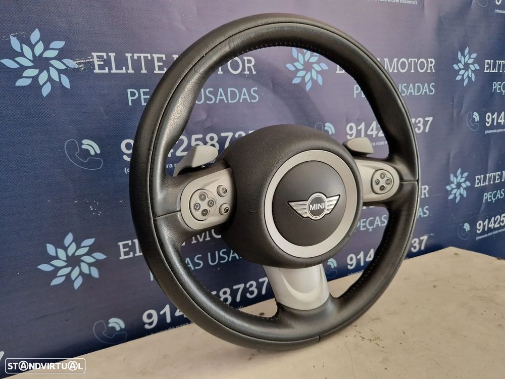 Volante usado pele com airbag MINI ONE COOPER S R56 R55 R57 PATILHAS AUTOMATICA - 2