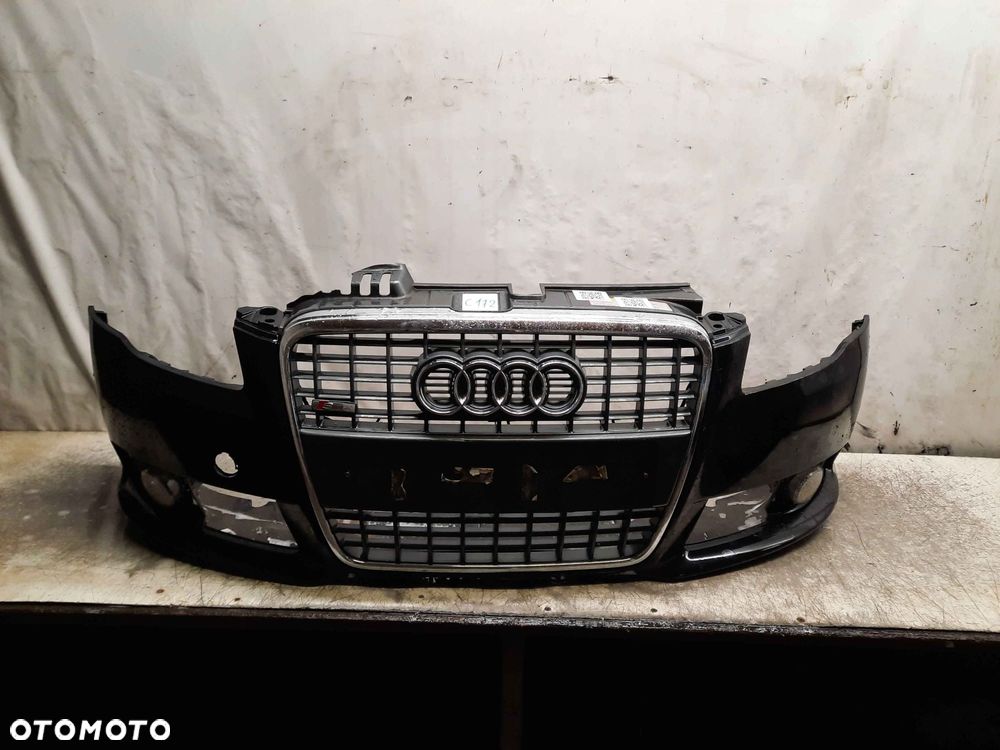 ^ ZDERZAK PRZÓD PRZEDNI DO AUDI A4 B7 S-LINE LY9B CZARNY HALOGENY - 1