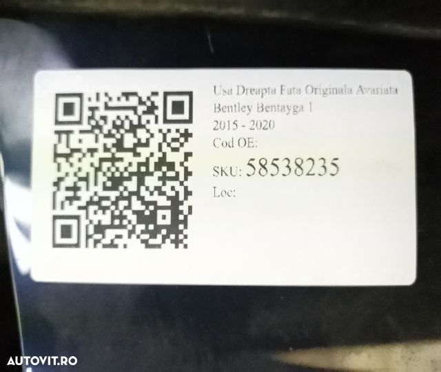 Usa Dreapta Fata Originala Avariata Bentley Bentayga 1 2015 2016 2017 - 7