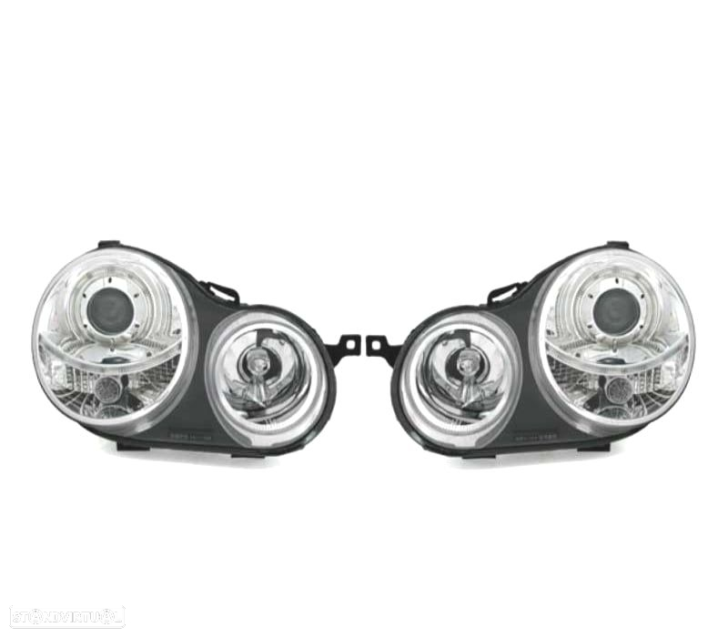 FARÓIS FRONTAIS ANGEL EYES PARA VOLKSWAGEN VW POLO 9N 01-05 FUNDO CROMADO - 3