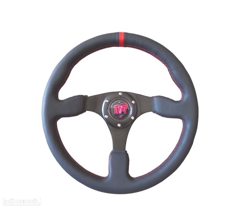 VOLANTE TIPO OMP PRETO VERMELHO - 1