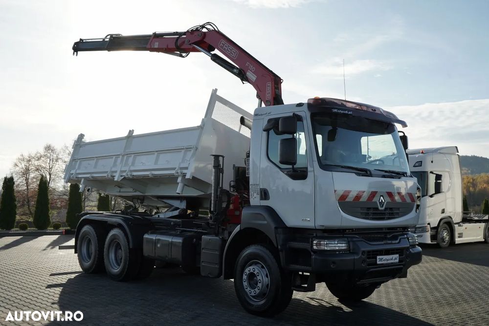 Renault KERAX 410 / 6x4 / BASCULĂ + HDS FASSI F150 / platformă hidroizolatoare / BORDMATIC / anvelope 100% / graifer - 8