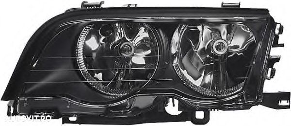 Far Bmw Seria 3 E46 Sedan/Combi 06.1998-09.2001 TYC fata stanga tip bec H7+H7, reflector negru - 1