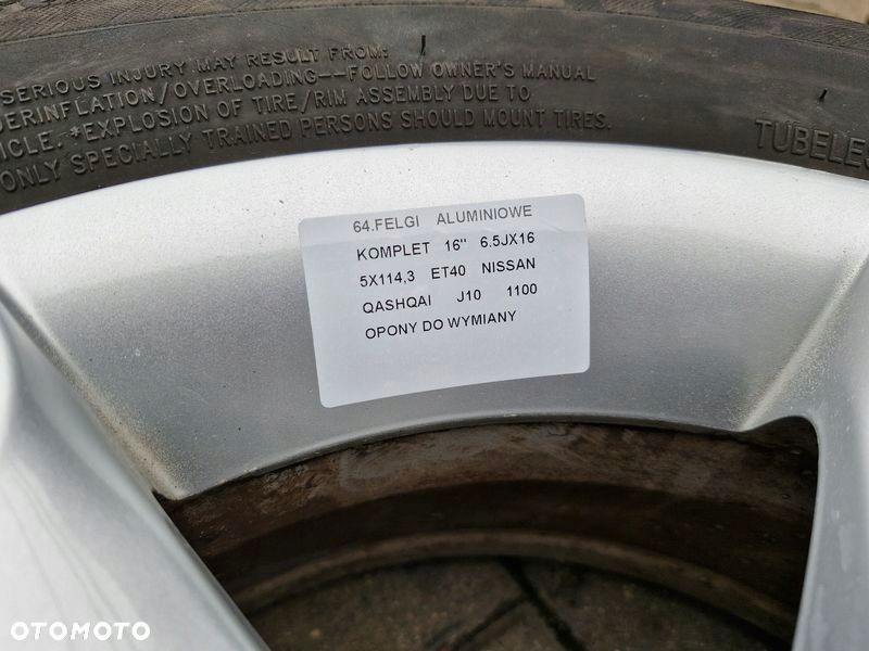 nissan qashqai 1 i j10 felgi aluminiowe alufelgi 6.5jx16 5x114.3 et40 - 4
