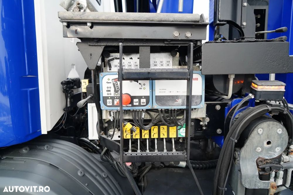 Scania G 370 / 6x4 / BASCULĂ SPATE + HIAB 144E S-3 HDS / RADIOCOMANDĂ / ROTATOARE / FURCĂ PENTRU PALEȚI / EURO 6 / - 19