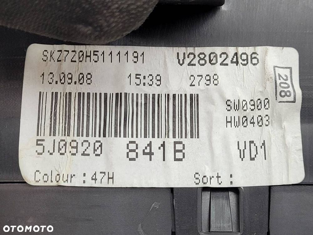 LICZNIK ZEGARY BENZYNA SKODA FABIA II ROOMSTER EU 5J0920841B - 8