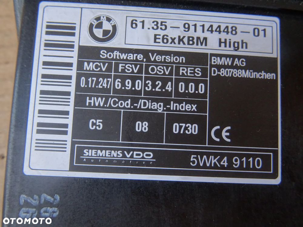 BMW E61 E60 MODUŁ STEROWNIK KOMFORTU NADWOZIA KBM 9114448 - 3