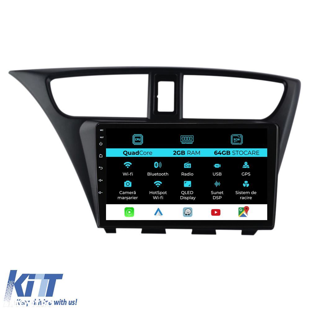 Navigatie Dedicata Honda Civic IX Hachback (2011-2017), 9Inch, 2Gb Ram - 1