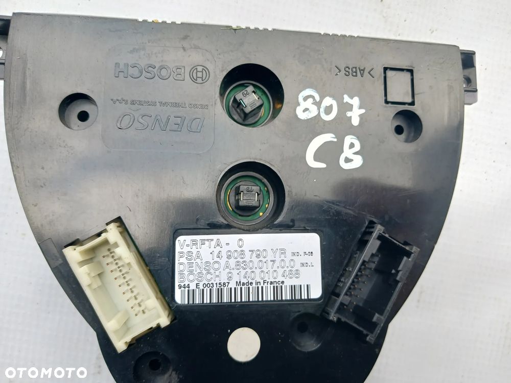 Panel sterowania klimatyzacji środkowy nawiewem temperatury Citroen C8 Peugeot 807 Lancia 14908790YR Denso A.830.017.0.0 Bosch 9140010488 - 2