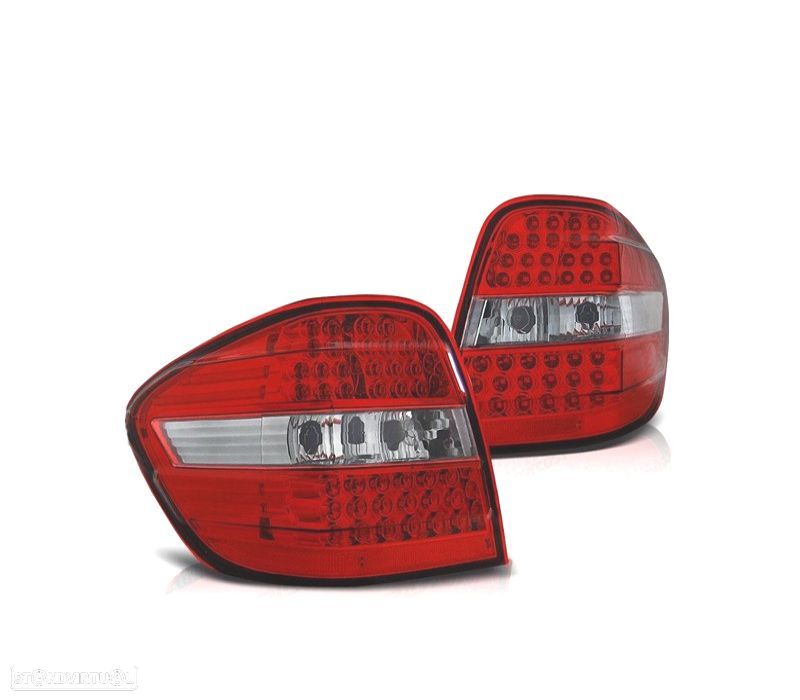 FAROLINS TRASEIROS LED PARA MERCEDES ML W164 05-08 VERMELHO CROMADO - 1