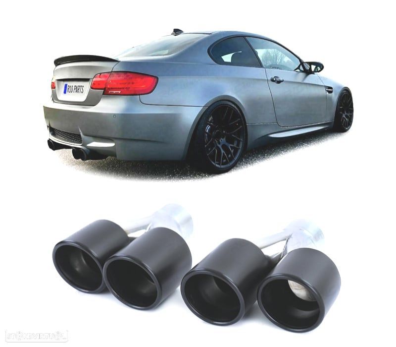 PONTEIRAS DE ESCAPE SAIDA DUPLA UNIVERSAL 2X 89MM INOX PRETO MATT - 1