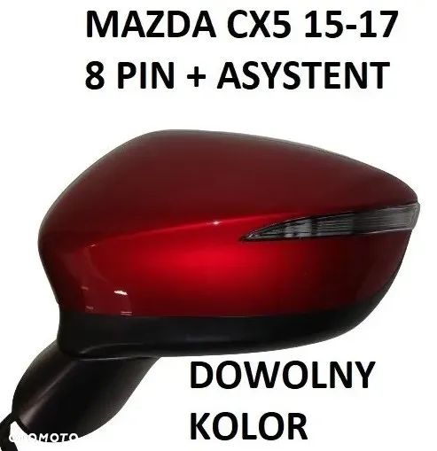 MAZDA 2, 3, 5, 6, CX-3, CX-5, CX-9, MX-5 LUSTERKO DOWOLNY KOLOR LEWE, PRAWE PIN ASYSTENT - 4
