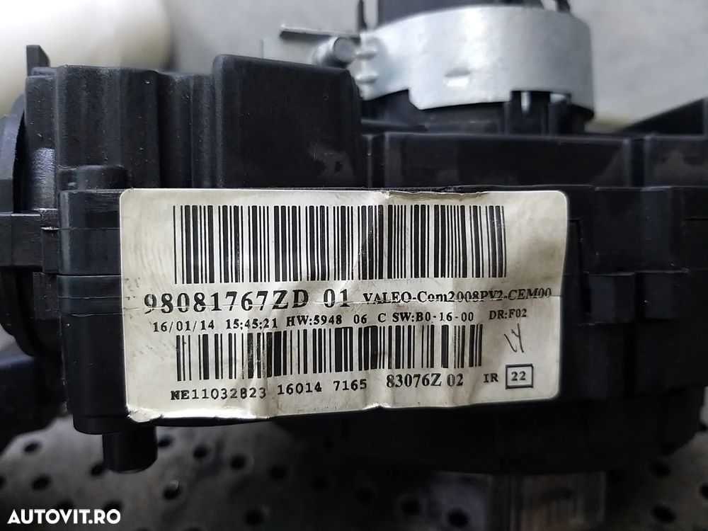 Bloc manete semnalizare stergator parbriz tempomat cu spirala volan peugeot 208 1 ca cc 98081767zd - 3