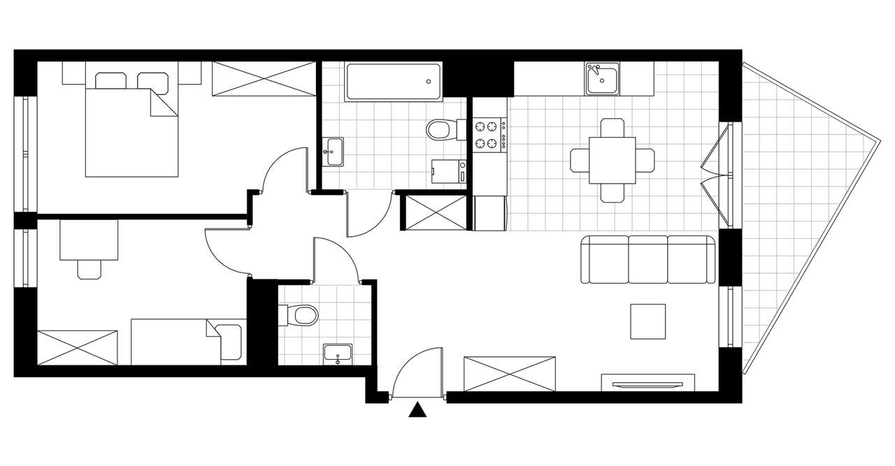 3-pokojowe mieszkanie 59m2 + loggia Bezpośrednio - Pełny obrazek: 4/12