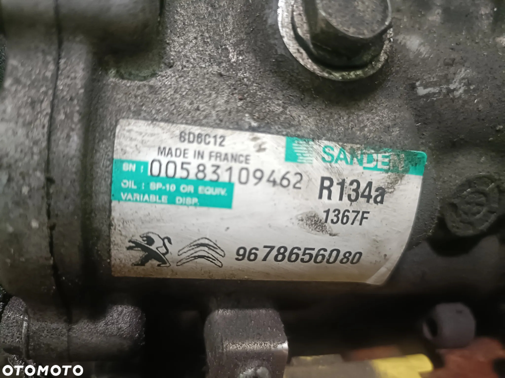 CITROEN C3 PICASSO 08-12 r. 1,6 VTI SPRĘŻARKA KOMPRESOR KLIMATYZACJI SANDEN 9678656080 + - 3