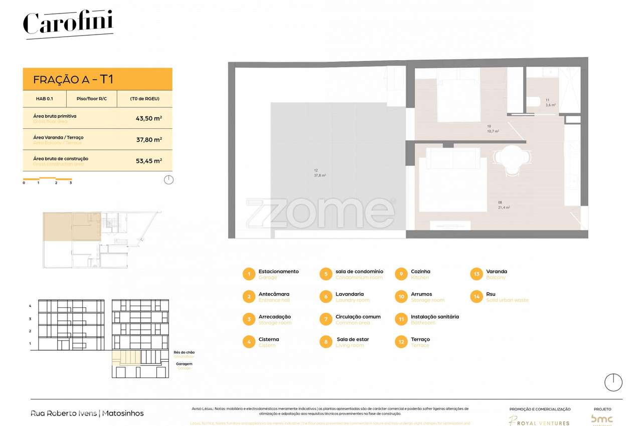 Carofini Apartamento T1 Terraço Matosinhos Sul (Fração A) - Grande imagem: 2/16