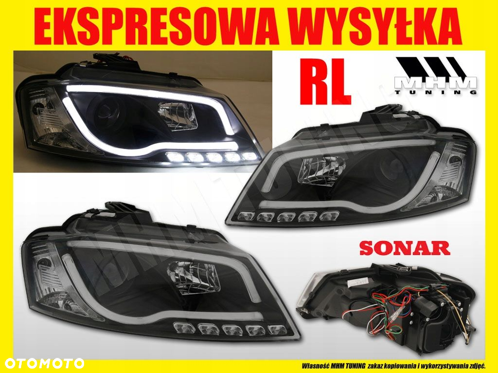 Reflektory Lampy kpl Soczewka Clear Black Audi a3 8p Lift 2008-2012 - 3