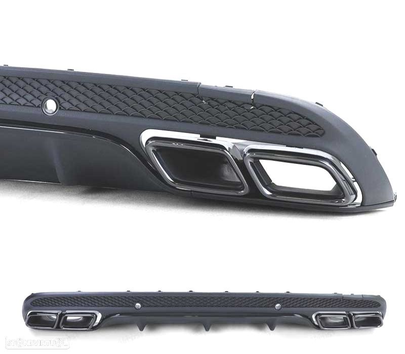 DIFUSOR MERCEDES CLASSE C W205 SEDAN 13-18 LOOK AMG + PONTEIRAS DE ESCAPE PRETAS - 3