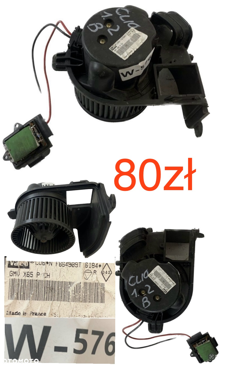Wentylator dmuchawa nagrzewnicy Opel Adam Corsa D E Fiat Grande Punto Evo Mito VW Sharan Alhambra Galaxy Ford Fiesta Fusion B 01-07r Citroen AX Clio II Mitsubishi Spacestar 12-23r BMW F20 F30 F31 Lancia Dedra Fiat Idea 03-12r Smart Forfour 04-06r  Oryginał - 6