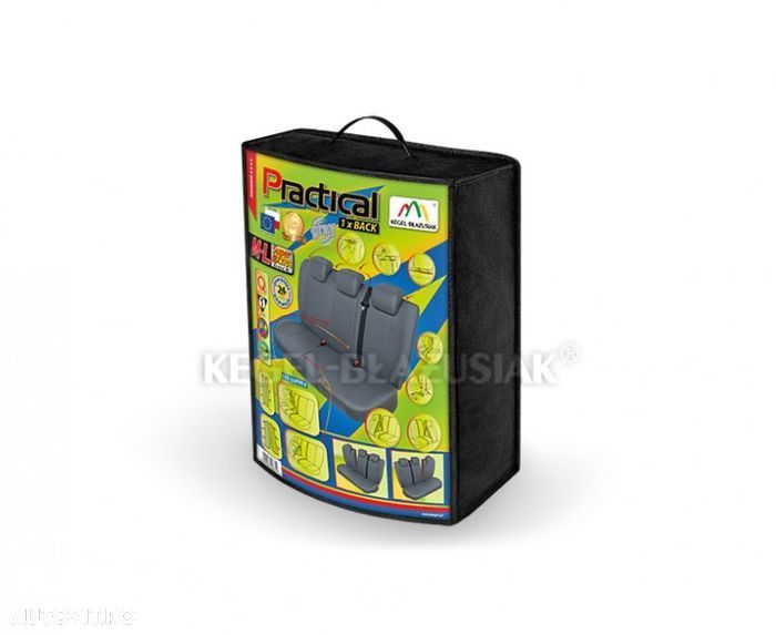 Set huse scaune bancheta Spate marime M-L, imitatie piele, culoare GRI - 4