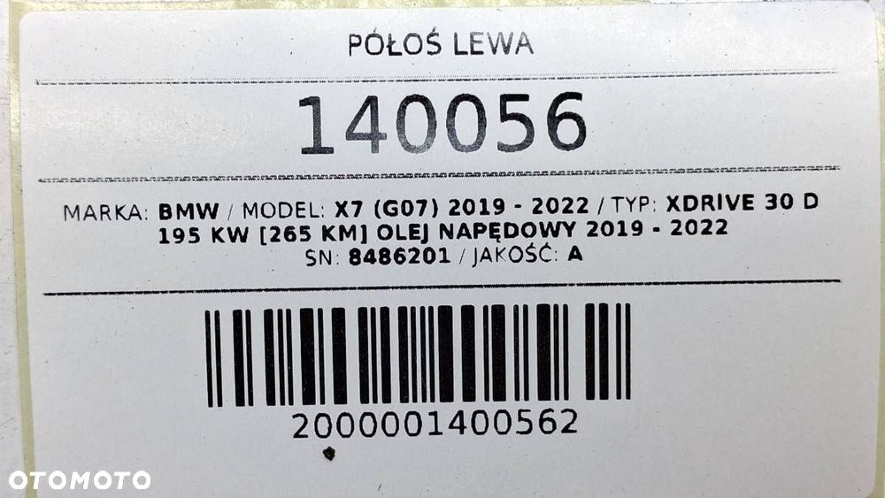 PÓŁOŚ LEWA BMW X7 G07 8486201 3.0D 265KM XDRIVE - 6