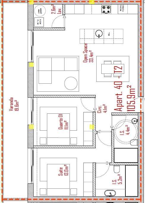 Apartamento T2 no Último Piso com Varanda e Piscina - Grande imagem: 3/10