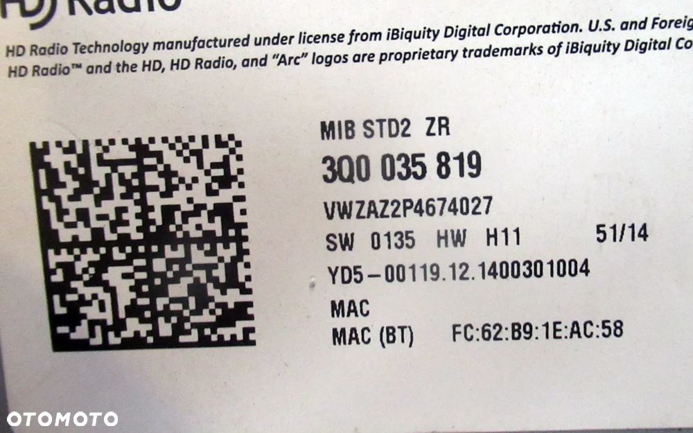 VW POLO V 6R RADIO CZYTNIK PŁYT KARD SD NAWIGACJA RADIOODTWARZACZ 3Q0035819 - 3