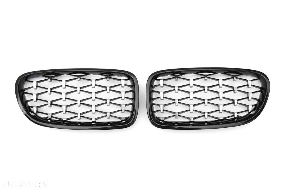 Grile Nari M Diamond BMW F10 F11 Negru Lucios cu Argintiu, Grila Dubla - 4