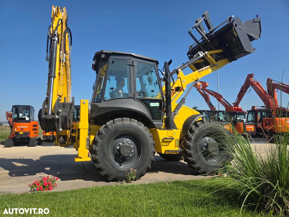 New Holland B115D, NOU, ROTI EGALE, 10t, FULL OPTION, motor 120CP, brat excv extensibil cu inst picon, cupa multifunctioinala 4x1, aer conditionat, masa operationala 10tone, cutie AUTOMATA POWERSHIFT, JOYSTICKURI, posibilitate leasing 5 ani-PROMOTIE 88.900 EUR - 3