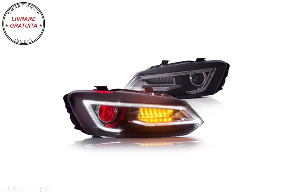 Faruri LED VW Polo MK5 6R 6C 61 (2011-2017) RHD Devil Eye Look- livrare gratuita - 14