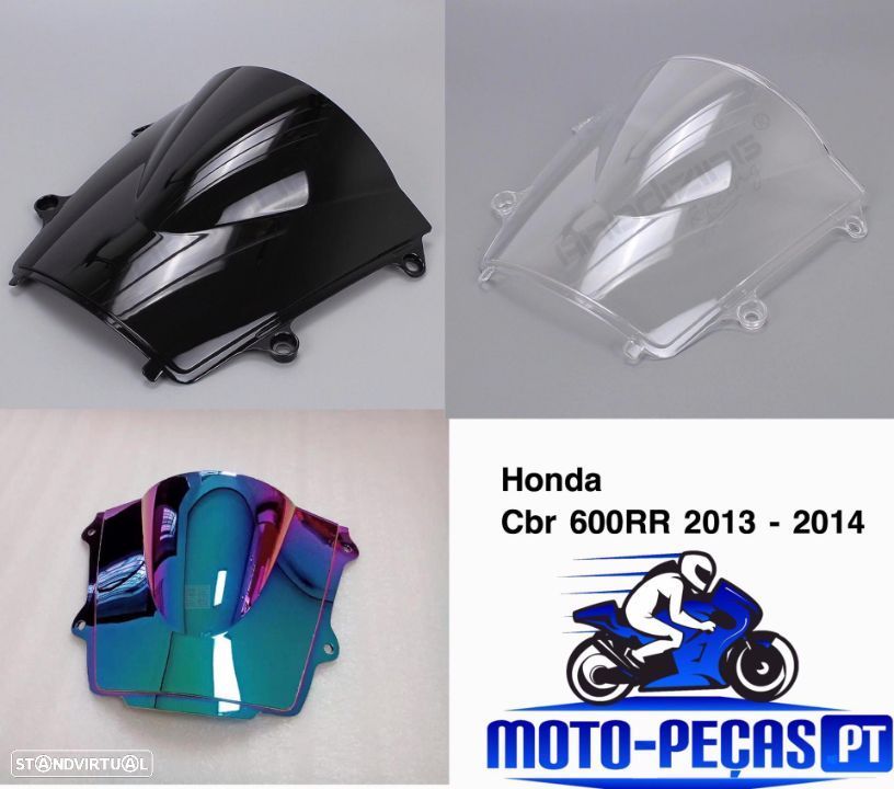 Viseira Honda cbr 600rr f5 ano 2013 ate 2014 vidro bolha frontal briseira - 1