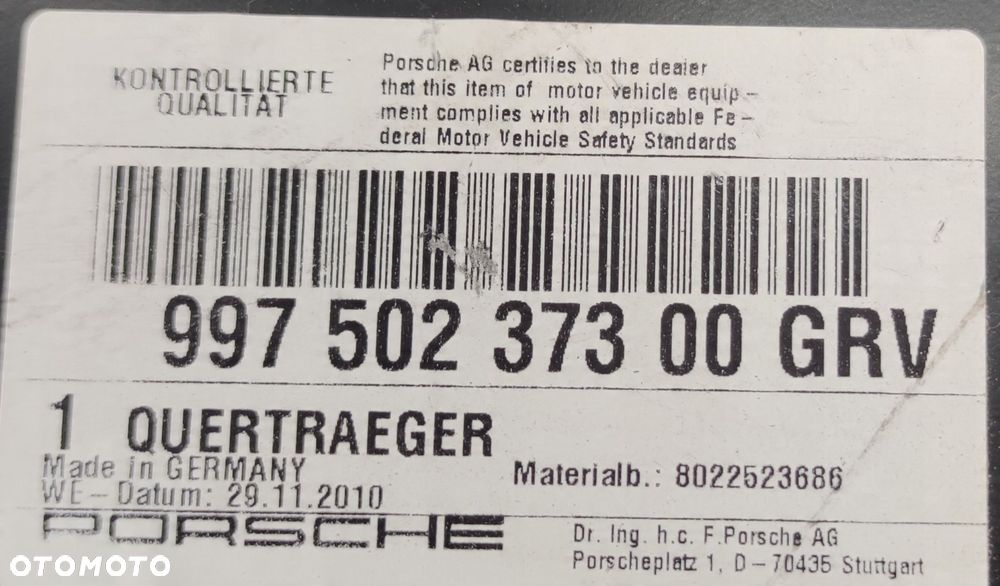 $ PORSCHE 997 911 BELKA POPRZECZNA 99750237300 - 9