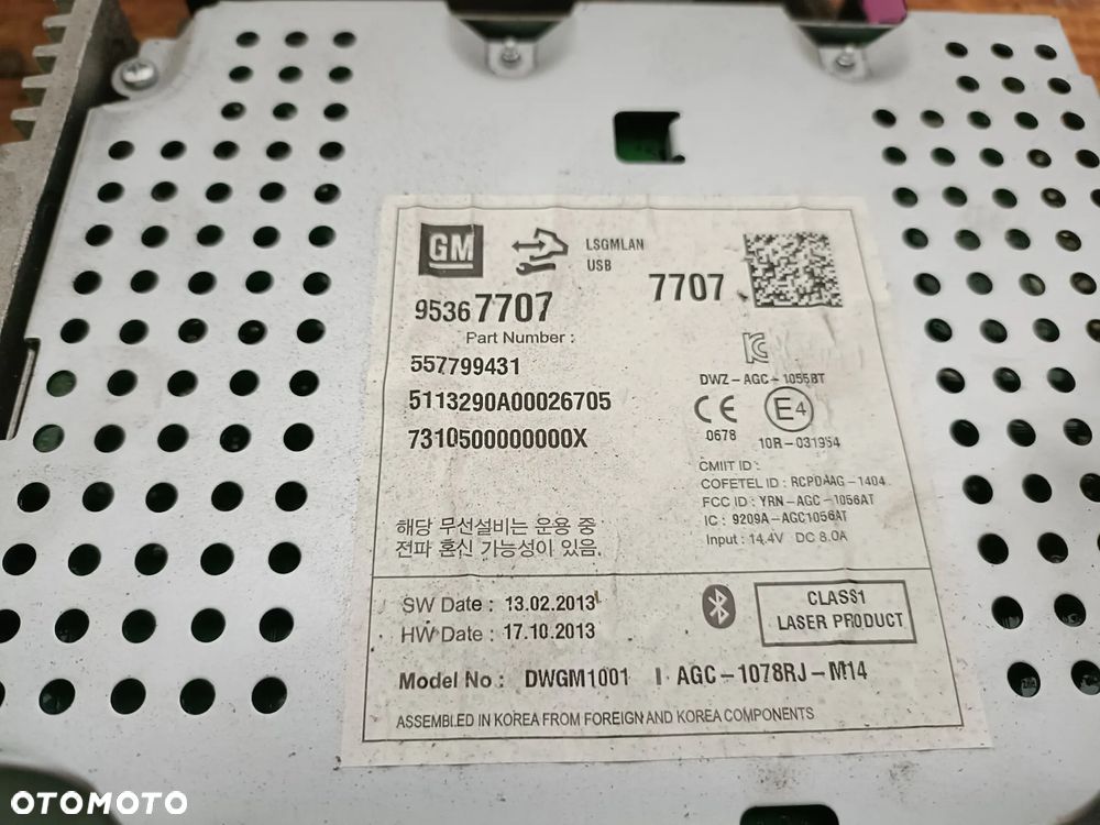 CHEVROLET CRUZE 12-16 LIFT 1,7 VCDI radioodtwarzacz radioodbiornik radio 95367707 * - 2